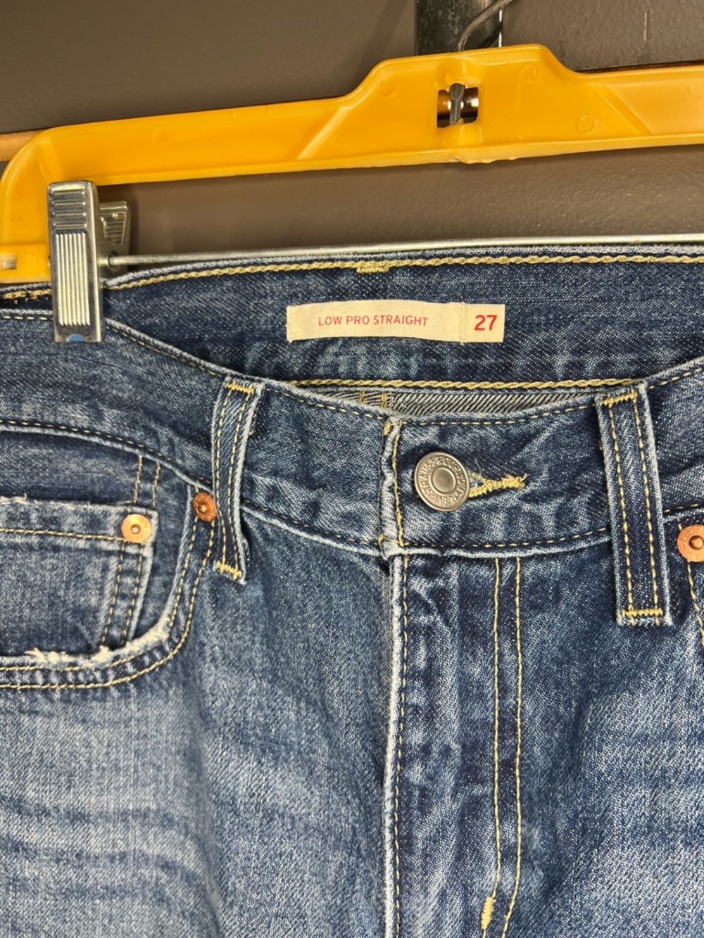 Levi's® Low Pro Mid Rise Destructed Straight Jeans - Picture 5 of 7